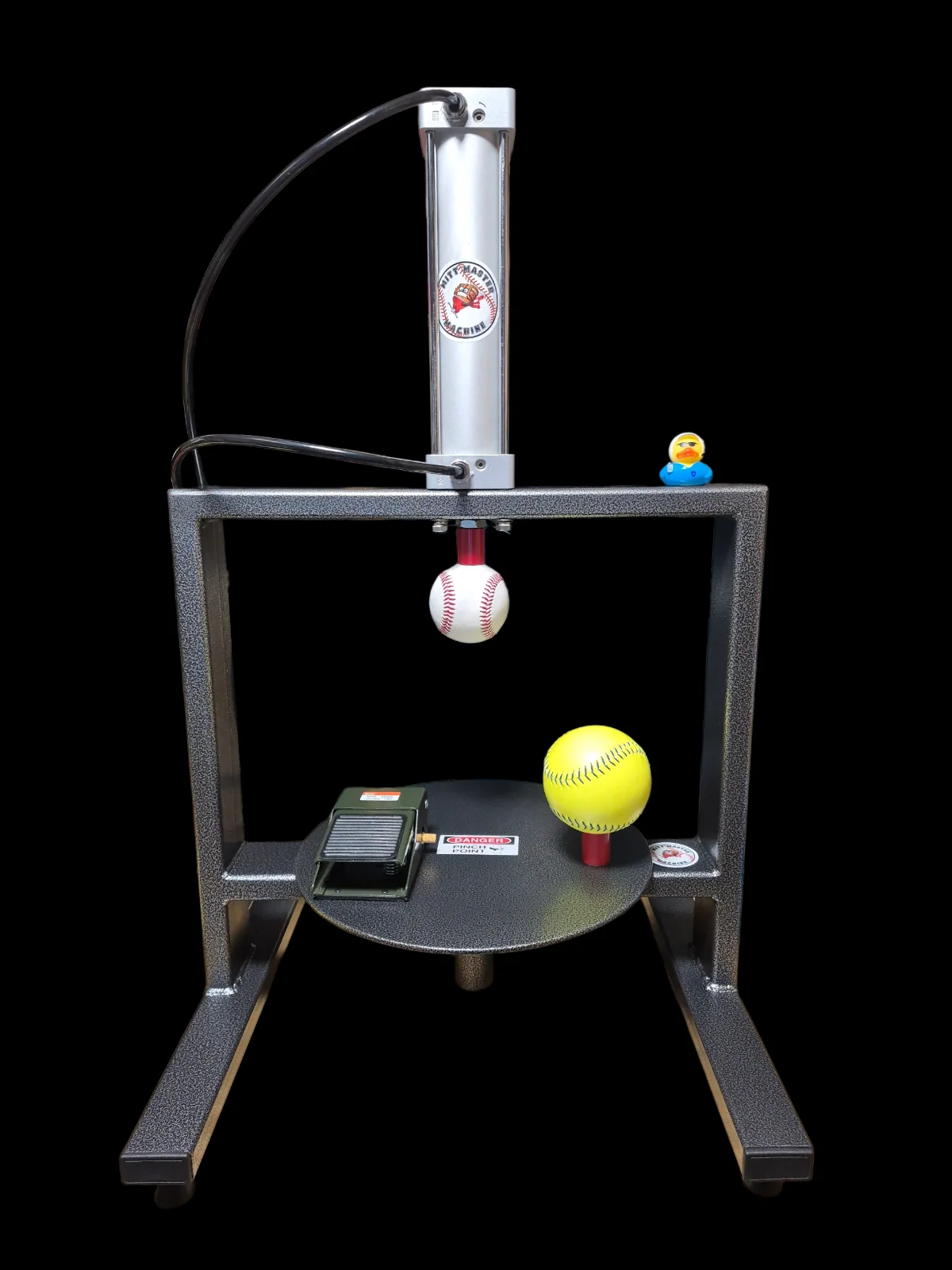 Mittmaster pneumatic glove break-in machine at the Bush League Clubhouse